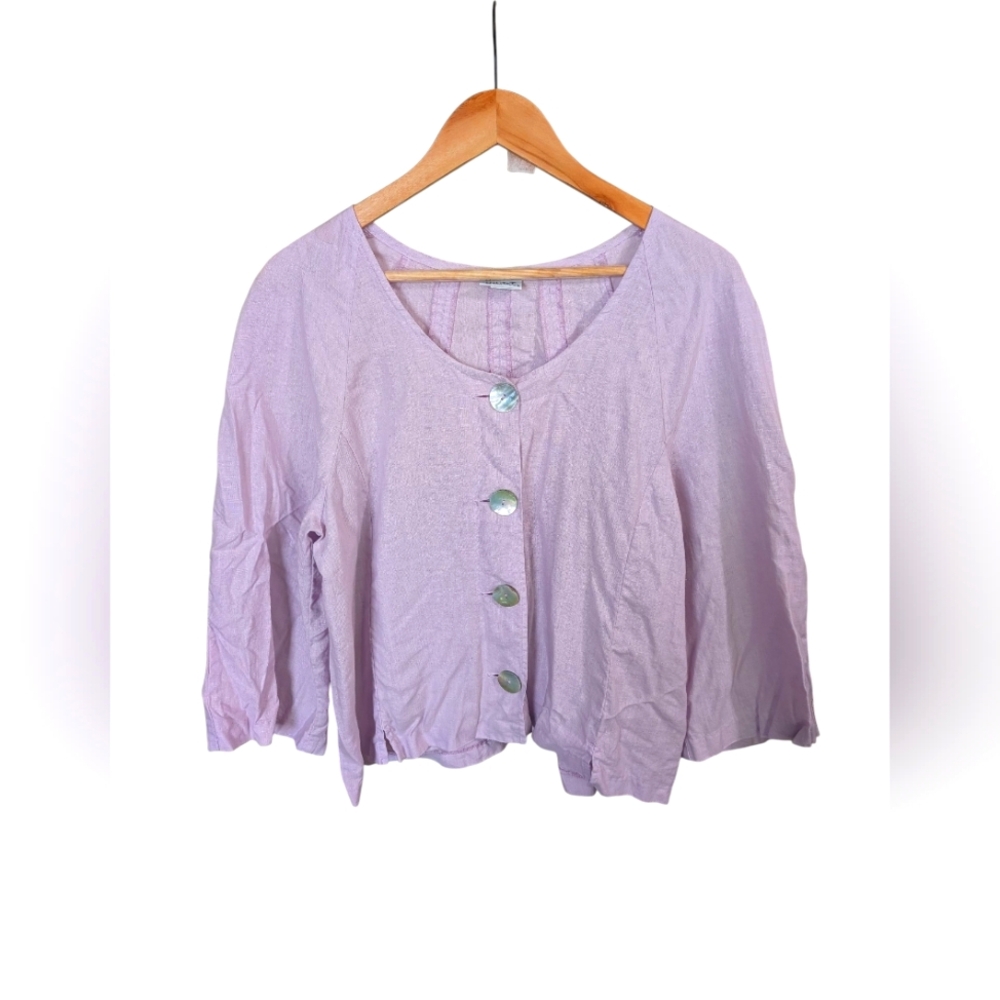 Habitat Clothes To Live In Vintage Linen Pastel Purple Lightweight Button Top